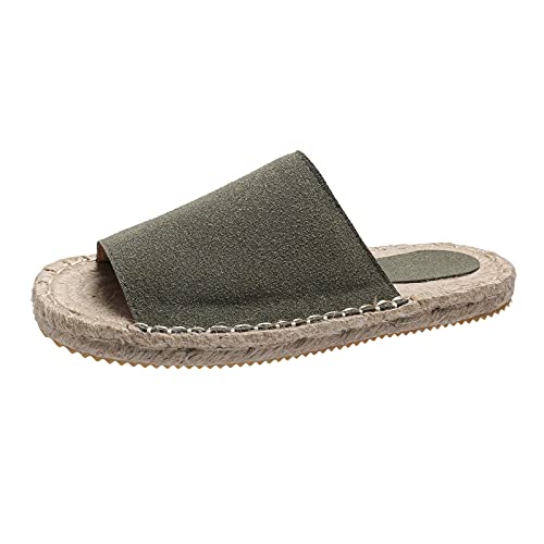 Sandalen Damen Sommer Bequem Elegant Pantoletten Espadrille Flach Schlappen Mules Hausschuhe Slippers Frauen Flache Sommerschuhe Strand Pantolette Hausschuhe Slip On Atmungsaktiv Pantoffeln von Sunnyuk