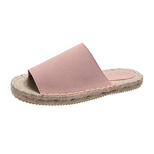 Sandalen Damen Sommer Bequem Elegant Pantoletten Espadrille Flach Schlappen Mules Hausschuhe Slippers Frauen Flache Sommerschuhe Strand Pantolette Hausschuhe Slip On Atmungsaktiv Pantoffeln von Sunnyuk