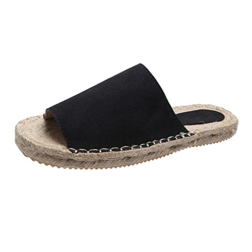 Sandalen Damen Sommer Bequem Elegant Pantoletten Espadrille Flach Schlappen Mules Hausschuhe Slippers Frauen Flache Sommerschuhe Strand Pantolette Hausschuhe Slip On Atmungsaktiv Pantoffeln von Sunnyuk