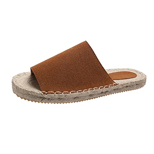 Sandalen Damen Sommer Bequem Elegant Pantoletten Espadrille Flach Schlappen Mules Hausschuhe Slippers Frauen Flache Sommerschuhe Strand Pantolette Hausschuhe Slip On Atmungsaktiv Pantoffeln von Sunnyuk