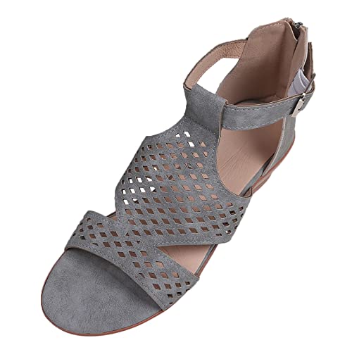 Sandalen Damen Sommer Bequem Reißverschluss hinten Keilsandalen für Frauen Schuhe offene Zehenschuhe Keilsandalen Schuhe Für Damen Mit Absatz von Sunnyuk