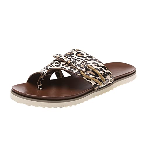 Sandalen Damen Sommer Freizeit römischer Stil Leopardenmuster Damen Sommer rutschfester Slip On Flat Beach Open Toe Atmungsaktive Sandalen Schuhe Hausschuhe Damenschuhe Stiefeletten Schwarz 44 von Sunnyuk