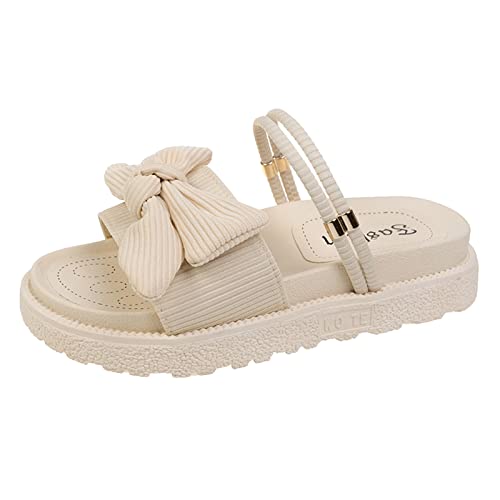 Sandalen Damen Sommer Glitzer Frauen Casual Open Toe Sandalen Zwei Möglichkeiten, Schuhe Bow Decor Flatform Slingback Sandalen zu tragen Bequeme Schuhe Mit Klettverschluss Damen von Sunnyuk