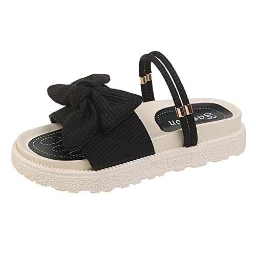 Sandalen Damen Sommer Glitzer Frauen Casual Open Toe Sandalen Zwei Möglichkeiten, Schuhe Bow Decor Flatform Slingback Sandalen zu tragen Bequeme Schuhe Mit Klettverschluss Damen von Sunnyuk