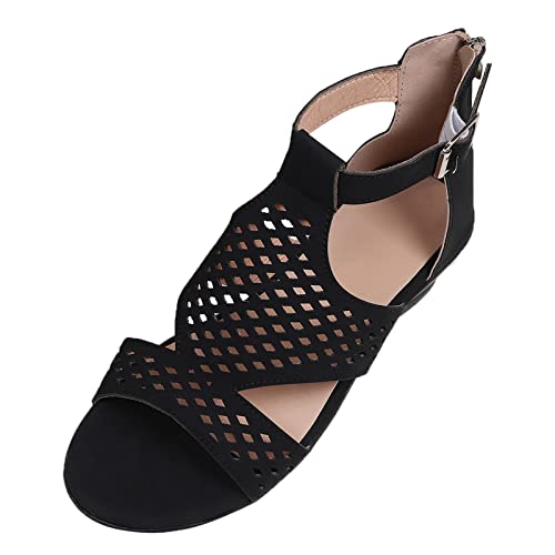 Sandalen Damen Weiß Flach Reißverschluss hinten Keilsandalen für Frauen kausale Schuhe offene Zehenschuhe Keilsandalen Sandalen Damen Gelb von Sunnyuk