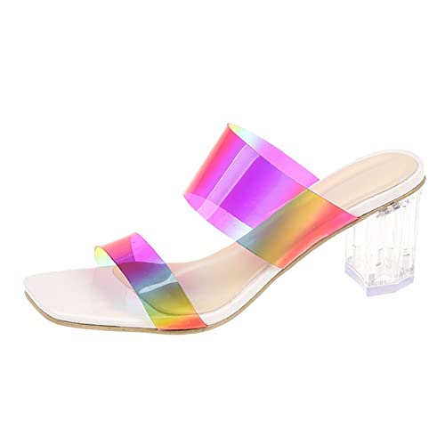 Sandalen Damen mit Absatz Damenmode Sommer Transparent Bunte PVC Sexy Open Toe High Heel Sandaletten Damen Schuhe Sneakers Keilabsatz von Sunnyuk