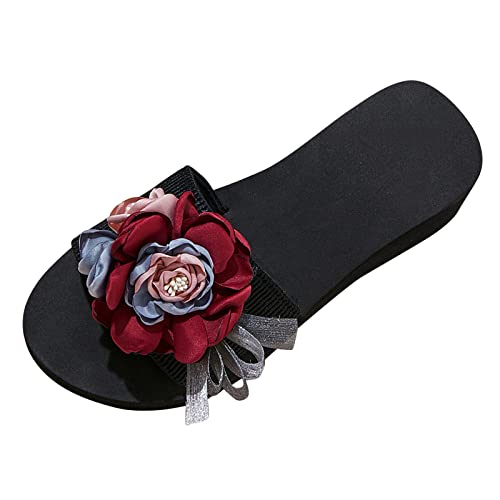 Sandalen Damen mit Absatz Sommerschuhe Damen Sandalen Zehentrenner Badeschuhe Zehentrenner Pumps Glitzer Hausschuhe Schuhe Platform Blockabsatz Mädchen Pantoletten Sandaletten Bohemia von Sunnyuk