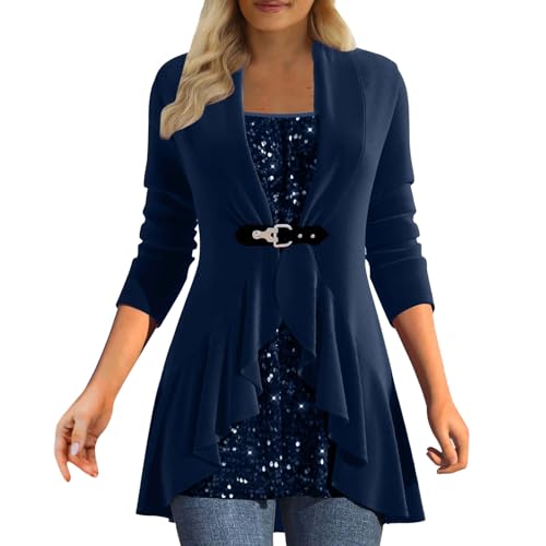 Silvester Outfit Damen Oberteil - Pullover Tunika Silvester Gold Oberteil Top V Ausschnitt Party Große Größen Bluse Langarmshirt Lässig Langarm Blusen Oberteile Shirt von Sunnyuk
