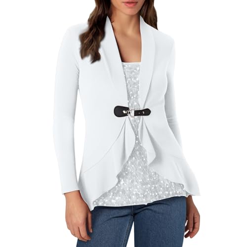 Silvester Outfit Damen Oberteil - Pullover Tunika Silvester Gold Oberteil Top V Ausschnitt Party Große Größen Bluse Langarmshirt Lässig Langarm Blusen Oberteile Shirt von Sunnyuk