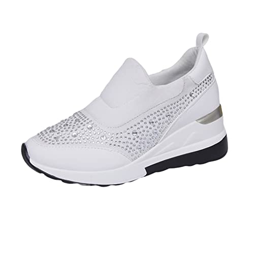 Sneaker Damen Schwarz Leder Turnschuhe Wanderschuhe Sale Leicht Weiche Plateau Schuhe Frauen Sommer Lässige Gym Freizeitsportschuhe Sportlich Joggen Straßenlaufschuhe von Sunnyuk