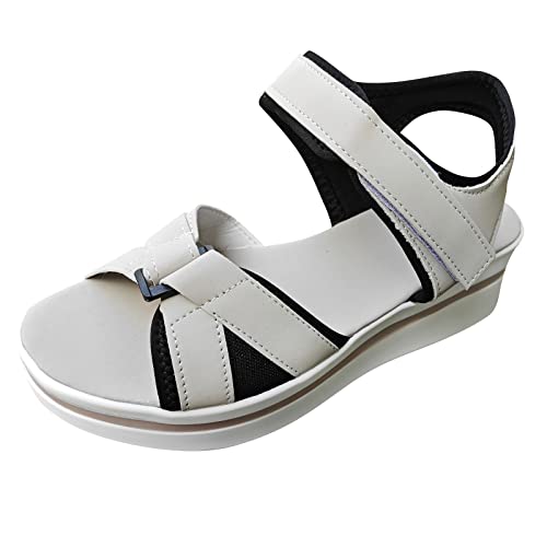 Sommer Damen Sandalen Mesh Casual Weiß Dicke Sohlen Schnürsandalen Offene Zehen Strandschuhe Monk Schuhe Damen von Sunnyuk