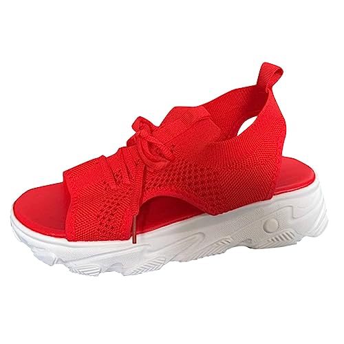 Sommer Damen Sandalen Mesh Casual Weiß Dicke Sohlen Schnürsandalen Offene Zehen Strandschuhe Monk Schuhe Damen von Sunnyuk