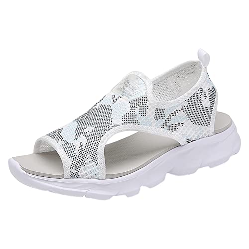 Sommer Damen Sandalen Mesh Casual Weiß Dicke Sohlen Schnürsandalen Offene Zehen Strandschuhe Monk Schuhe Damen von Sunnyuk