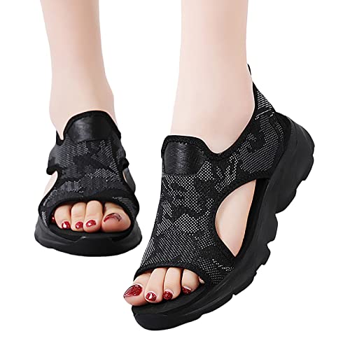 Sommer Damen Sandalen Mesh Casual Weiß Dicke Sohlen Schnürsandalen Offene Zehen Strandschuhe Monk Schuhe Damen von Sunnyuk