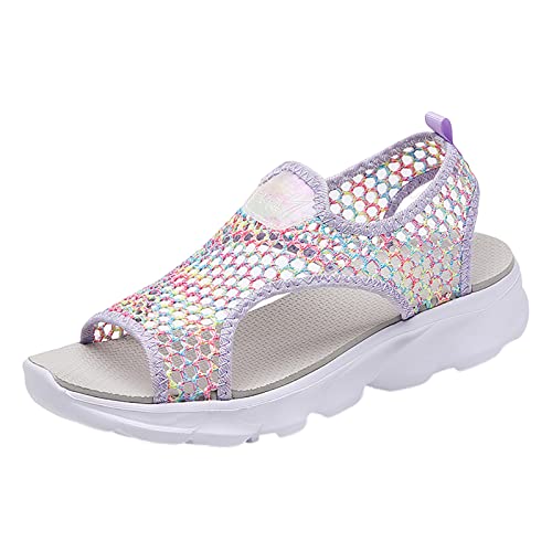 Sommer Damen Sandalen Mesh Casual Weiß Dicke Sohlen Schnürsandalen Offene Zehen Strandschuhe Monk Schuhe Damen von Sunnyuk