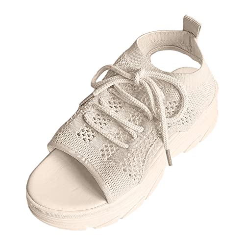 Sommer Damen Sandalen Mesh Casual Weiß Dicke Sohlen Schnürsandalen Offene Zehen Strandschuhe Monk Schuhe Damen von Sunnyuk