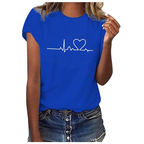 Sommer T-Shirt Damen Weiss Basic Tshirt Bedrucken Rundhalsausschnitt Weiß T Shirt Oberteile Baumwolle Casual Locker Kurzarm Bluse Tops Sportshirt Ausgefallene Tshirts Sommer T-Shirt Damen Weiss Basic Tshirt Bedrucken Rundhalsausschnitt Weiß T Shirt Oberteile Baumwolle Casual Locker Kurzarm Bluse Tops Sportshirt Ausgefallene Tshirts von Sunnyuk