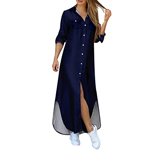 Sommerkleid Damen Große Größen Festlich Sommer Langes Sommerkleider V-Ausschnitt Elegant Freizeitkleider Casual Lässig Kurzarm Maxikleid Kleider Drucken Loose Vintage Blusenkleid Strandkleid von Sunnyuk