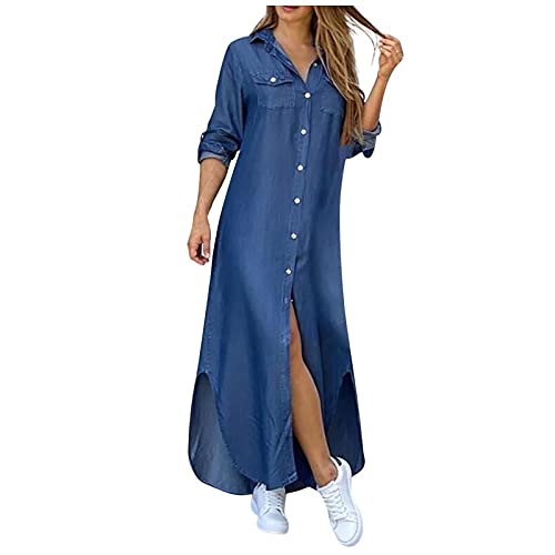 Sommerkleid Damen Große Größen Festlich Sommer Langes Sommerkleider V-Ausschnitt Elegant Freizeitkleider Casual Lässig Kurzarm Maxikleid Kleider Drucken Loose Vintage Blusenkleid Strandkleid von Sunnyuk