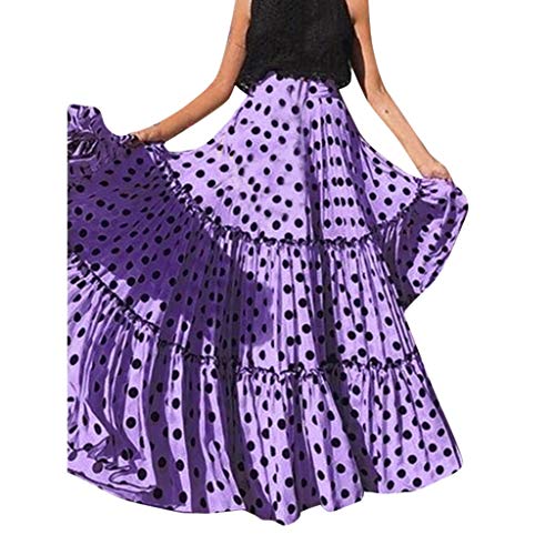 Sommerrock Damen Lang Gr 50 Strand Stufenrock Freizeitrock Sommer Blumen Blumenrock Sommerkleid Langdruck Rockabilly Leichte Western Röcke Strandkleider Locker Retro Wickelrock Maxirock für Frauen von Sunnyuk