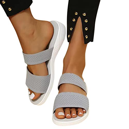 Sport Sandalen Damen Sommer Klettverschluss Sandaletten Mit Keilabsatz Sandalen Orthopädische Sandalen Strick Mesh Atmungsaktives Weiche Sohle Casual Offener Zeh Plateau Walkingschuhe von Sunnyuk