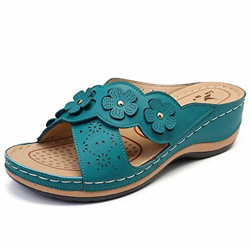 Sportsandale Bequem Freizeitsandale Ledersandalen Wandersandalen Sommer Vintage Elegant Sandaletten Damen Blockabsatz Sandals Keilsandale Böhmen Strandsandalen Sommerschuhe Damen Sandalen von Sunnyuk