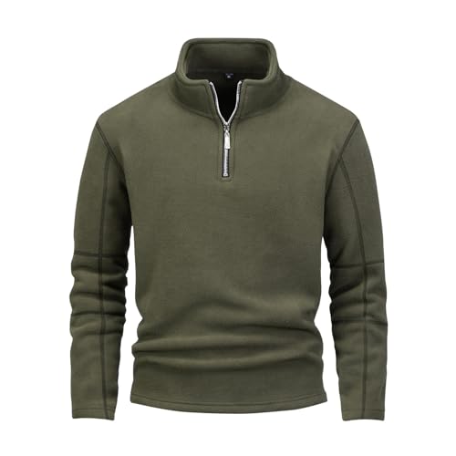 Sunnyuk Half Zip Pullover Herren Schwarz Winter Arbeitspullover Sweatshirt Herren Ohne Kapuze Oversize Sport Sweater Langarm Warm Winterpullover Pulli 4XL von Sunnyuk