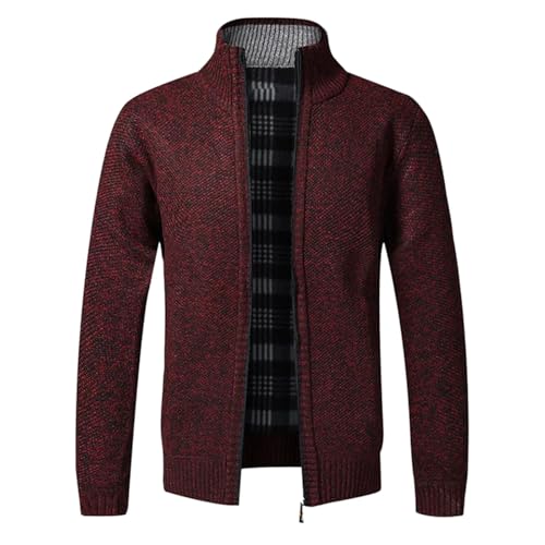 Sunnyuk Cardigan Herren Winter, Sweatjacke Herren Ohne Kapuze mit Reissverschluss Sportjacke Jacke Klassisch Stehkragen Trainingsjacke Strickjacke mit Taschen Übergangsjacke Freizeitjacke von Sunnyuk