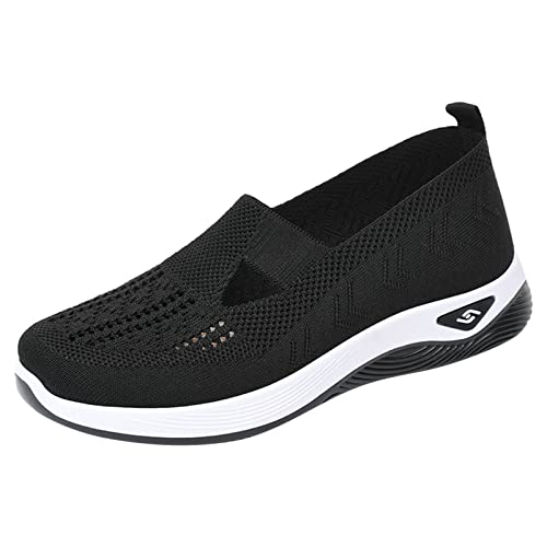 Sunnyuk Damen Sneaker Weiss Laufschuhe Sportschuhe Sale Leicht Weiche Schuhe Elegant Und Bequem Schick Bunte Sommerschuhe Wasserdicht Trekkingschuhe Freizeitschuhe Walkingschuhe (Z1-Black, 40) von Sunnyuk