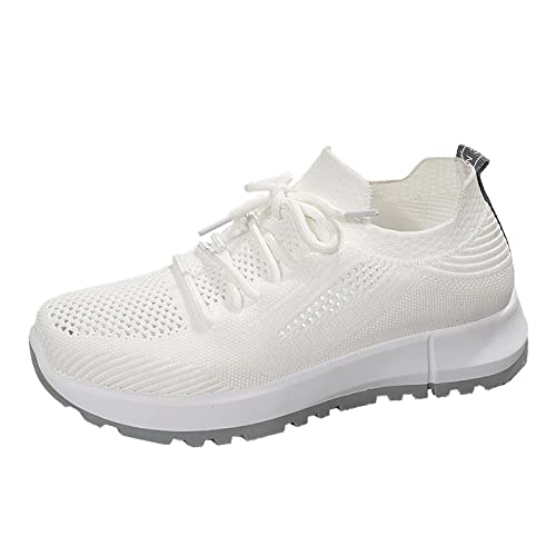 Sunnyuk Damen Sneaker Weiss Turnschuhe Wanderschuhe Sale Leicht Weiche Schuhe Sneakers Elegant Flach Komfort Sommerschuhe Leichte Classic Halbschuhe Freizeitschuhe Walkingschuhe von Sunnyuk