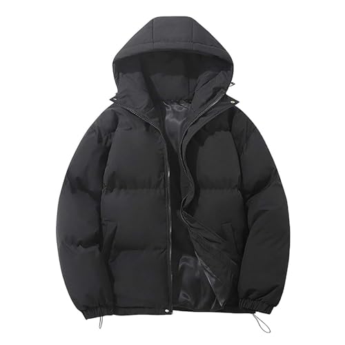Sunnyuk Daunenjacke Herren Schwarz, Puffer Jacke Herren Winter Warme Steppjacke Winterjacke mit Kapuze Outdoor Daunenjacke Reißverschluss Casual Kapuzenjacke Softshelljacke Bequeme Winddicht von Sunnyuk
