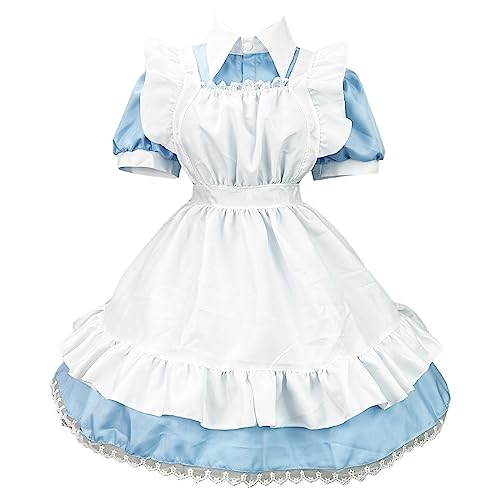 Sunnyuk Dirndl Damen Blau Grün Damendirndl Trachtenrock für Oktoberfest Party Bier Kostüm Dirndlschürze Dirndl-Komplettsets Festlich Cosplay Trachtenkleider Stillkleid Abschlussballkleid Frauen von Sunnyuk