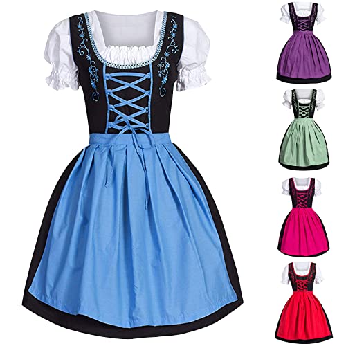 Sunnyuk Dirndl Damen Midi 46 Dirndl Damen midi Trachtenkleid Trachtenrock Trachtenmode Kleid Dirndlbluse Dirndlschürze für Oktoberfest Anlässe Besondere Germandress Dress von Sunnyuk