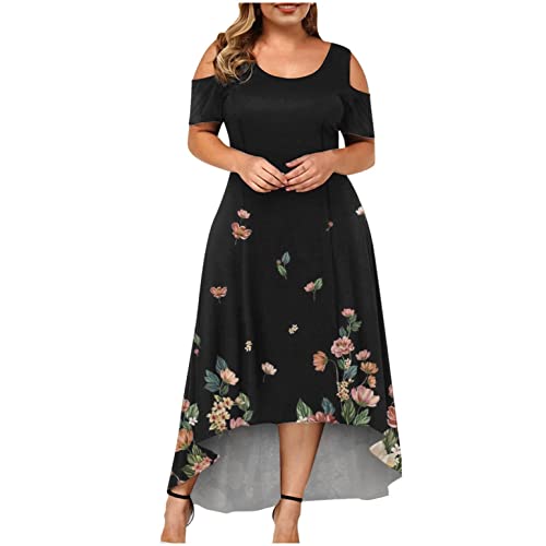 Sunnyuk Elegante Kleider Damen Für Hochzeit Schulterfrei Cocktailkleid Spitzenkleid Kurzarm Blumen Kleider Leicht Luftig Partykleid Große Größen Freizeitkleid Vintage Damen Kleide von Sunnyuk