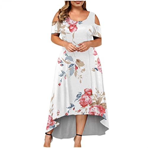 Sunnyuk Elegante Kleider Damen Für Hochzeit Schulterfrei Cocktailkleid Spitzenkleid Kurzarm Blumen Kleider Leicht Luftig Partykleid Große Größen Freizeitkleid Vintage Damen Kleide von Sunnyuk