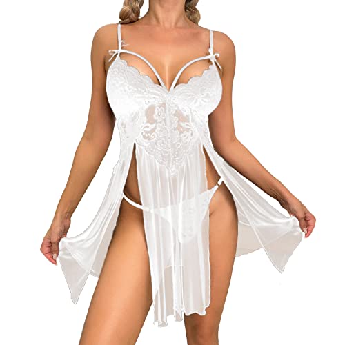 Sunnyuk Erotische Dessous Frau Sexy Reizwäsche Damen Set Rot Unterwäsche Frauen Tanga High Waist Lingerie Women Sexy BH Push Up Weiß Damenunterwäsche G-String Sets Pyjamas Strumpfhalter von Sunnyuk