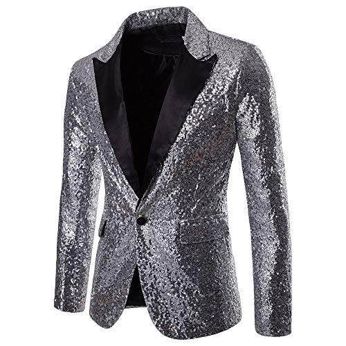Sunnyuk Glitzer Sakko Herren Schwarz Modern Smoking Anzugjacke Sakko Disco Gold Blazer Männer Outfit Rot Silvester Große Größen Karneval Kostüm Anzug Jacke für Hochzeit Party Festlich von Sunnyuk