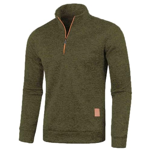 Sunnyuk Herren Grün Half Zip Pullover 4XL, Schwarz Winter Arbeitspullover Sweatshirt Ohne Kapuze Oversize Sport Sweater Langarm Warm Winterpullover Pulli von Sunnyuk