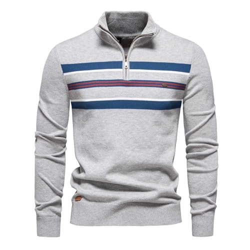 Sunnyuk Half Zip Pullover Herren Oversized, Strickpullover Herren Winter Warm Half Zip Arbeitspullover Stehkragen Pullover Sweater Sport Business Winterpullover Langarmshirt mit Reißverschluss von Sunnyuk