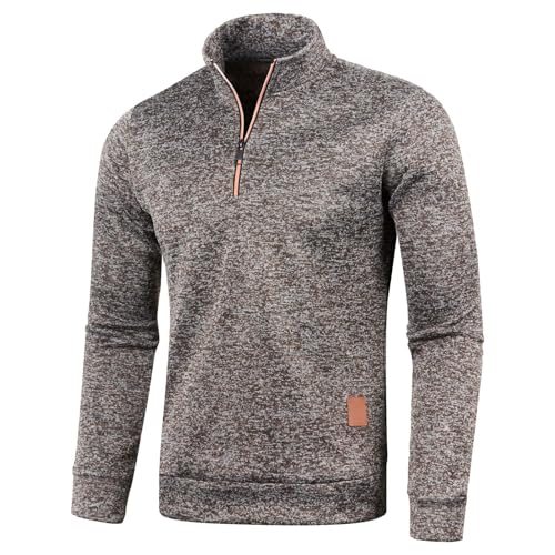 Sunnyuk Herren Pullover Winter, Half Zip Pullover Herren Schwarz Winter Arbeitspullover Sweatshirt Herren Ohne Kapuze Oversize Sport Sweater Langarm Warm Winterpullover Pulli 4XL von Sunnyuk
