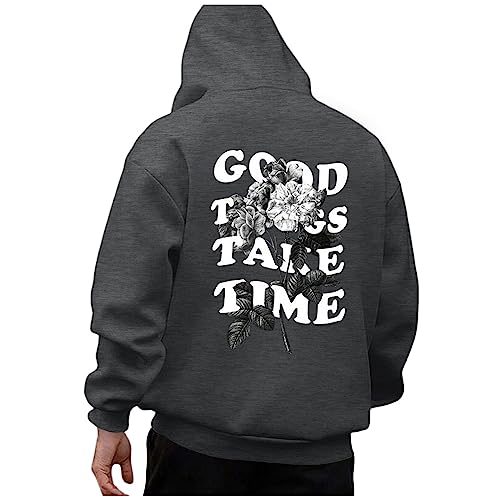 Sunnyuk Hoodie Herren Oversize Print Y2K Kapuzenpullover Hoodie mit Backprint Vintage Sweatshirt Männer Streetwear Pullover Hoody mit Kapuze Sweatjacke Langarm Kapuzenpulli Frühling Herbst Winter von Sunnyuk