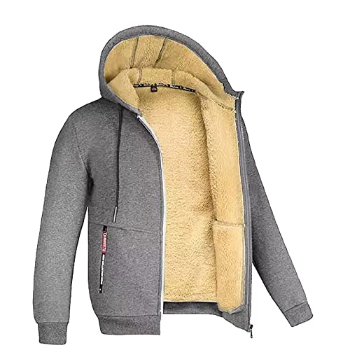 Sunnyuk Hoodie Herren mit Reißverschluss, Kapuzenjacke Herren Fleece mit Reißverschluss Warm Fleecejacke Winterjacke Dicker Teddy Sweatjacke Sweatshirt Casual Oversized Hoodie Kapuzenpullover Jacke von Sunnyuk