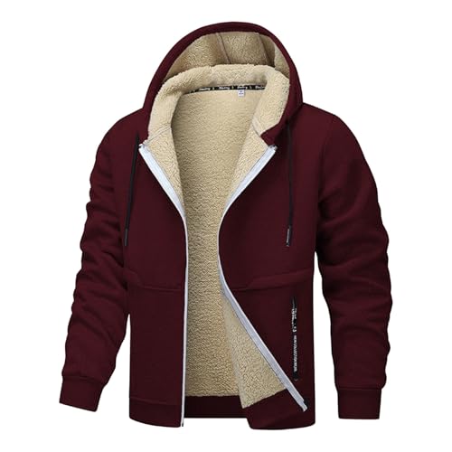 Sunnyuk Kapuzenjacke Herren XXXL, Kapuzenjacke Herren Fleece mit Reißverschluss Warm Fleecejacke Winterjacke Dicker Teddy Sweatjacke Sweatshirt Casual Oversized Hoodie Kapuzenpullover Jacke von Sunnyuk