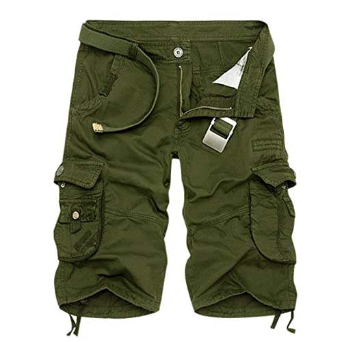 Sunnyuk Kurze Cargohose Herren Sommer Cargo Trekkinghose Bermuda Sports Herren-Shorts Straight Baggy Jogginghose mit Gummizug und Taschen Männer Kurze Hosen Herren Casual Sporthose Outdoor Leicht von Sunnyuk