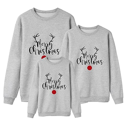 Sunnyuk Weihnachtspullover Familie Set Damen Herren Kinder Lustig Weihnachtspulli Ugly Christmas Sweater Rundhals mit Wichtel Weihnachts Pullover Pärchen Weihnachtsoutfit von Sunnyuk