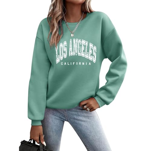 Sunnyuk Pullover Damen Herbst Sale Sweatshirt Ohne Kapuze Briefe Drucken Langarm Rundhals Pulli Winter Frauen Buchstaben Druck Locker Casual Oberteil Sport Streetwear Bluse Tops Kleidung Damen von Sunnyuk