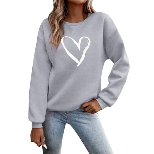 Sunnyuk Pullover Damen Herbst Sale Sweatshirt Ohne Kapuze Briefe Drucken Langarm Rundhals Pulli Winter Frauen Buchstaben Druck Locker Casual Oberteil Sport Streetwear Bluse Tops Kleidung Damen von Sunnyuk