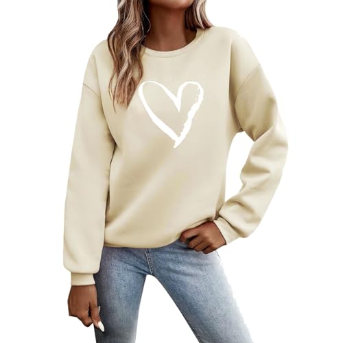 Sunnyuk Pullover Damen Herbst Sale Sweatshirt Ohne Kapuze Briefe Drucken Langarm Rundhals Pulli Winter Frauen Buchstaben Druck Locker Casual Oberteil Sport Streetwear Bluse Tops Kleidung Damen von Sunnyuk