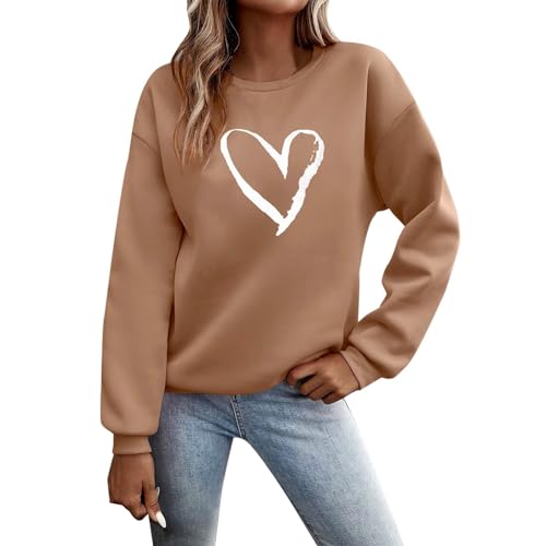 Sunnyuk Pullover Damen Herbst Sale Sweatshirt Ohne Kapuze Briefe Drucken Langarm Rundhals Pulli Winter Frauen Buchstaben Druck Locker Casual Oberteil Sport Streetwear Bluse Tops Kleidung Damen von Sunnyuk