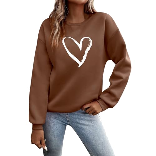 Sunnyuk Pullover Damen Herbst Sale Sweatshirt Ohne Kapuze Briefe Drucken Langarm Rundhals Pulli Winter Frauen Buchstaben Druck Locker Casual Oberteil Sport Streetwear Bluse Tops Kleidung Damen von Sunnyuk